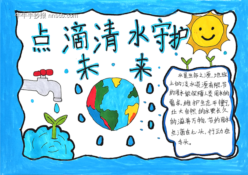 点滴清水，守护未来主题手抄报-第3张