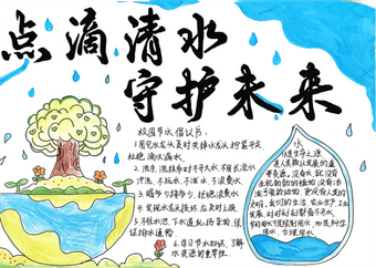 点滴清水，守护未来主题手抄报