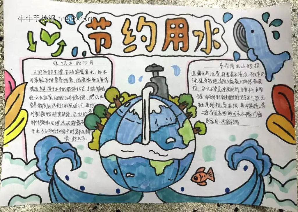 节约用水主题手抄报简单又好画2张-第2张