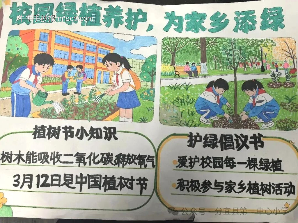植树节——为家乡添绿主题手抄报-第2张