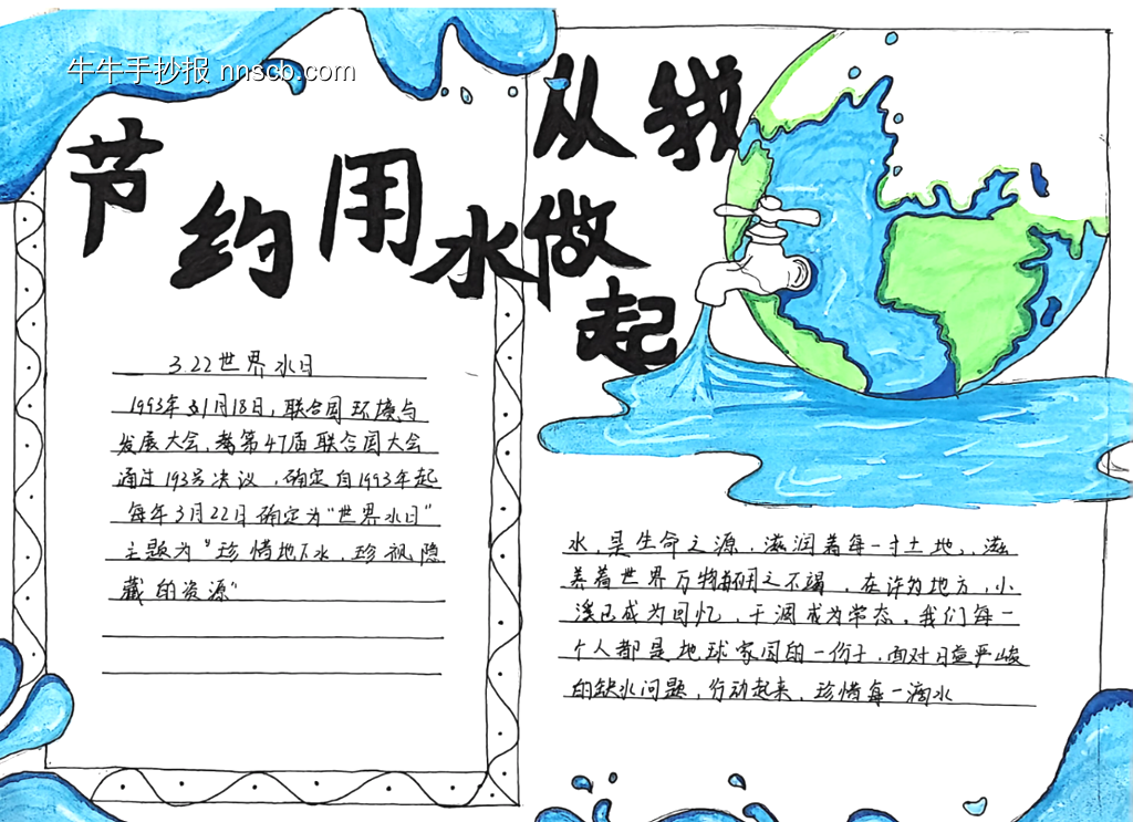 点滴清水，守护未来主题手抄报-第4张
