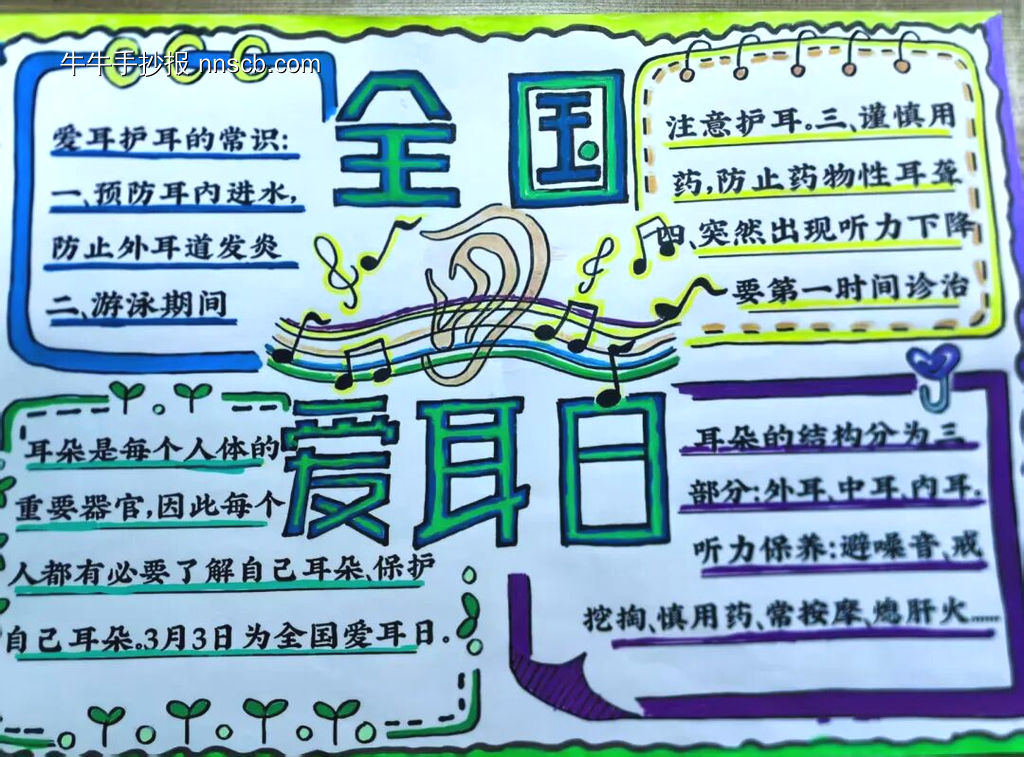 爱耳护耳主题手抄报-第1张