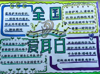 爱耳护耳主题手抄报