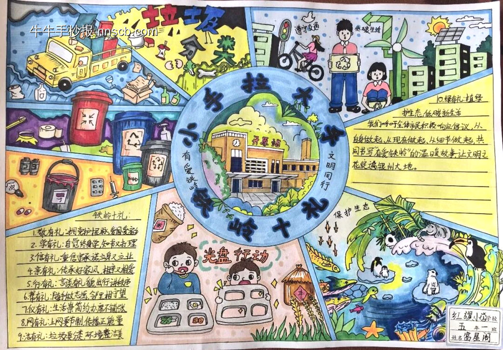 小学生垃圾分类精美手抄报1张-第1张