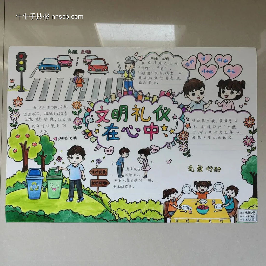 小手拉大手，文明一起走主题手抄报简单又漂亮-第2张