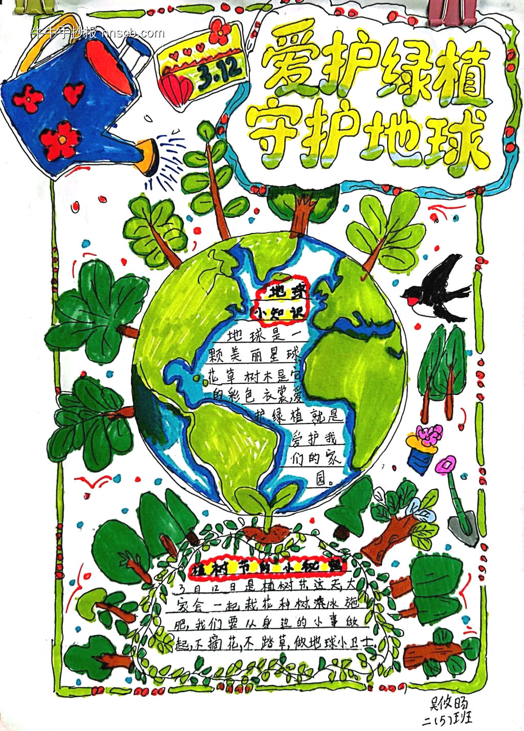 爱护绿植，守护地球主题手抄报-第1张