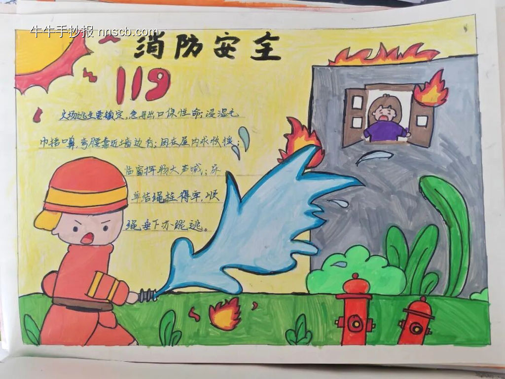 小学生消防安全主题手抄报-第1张