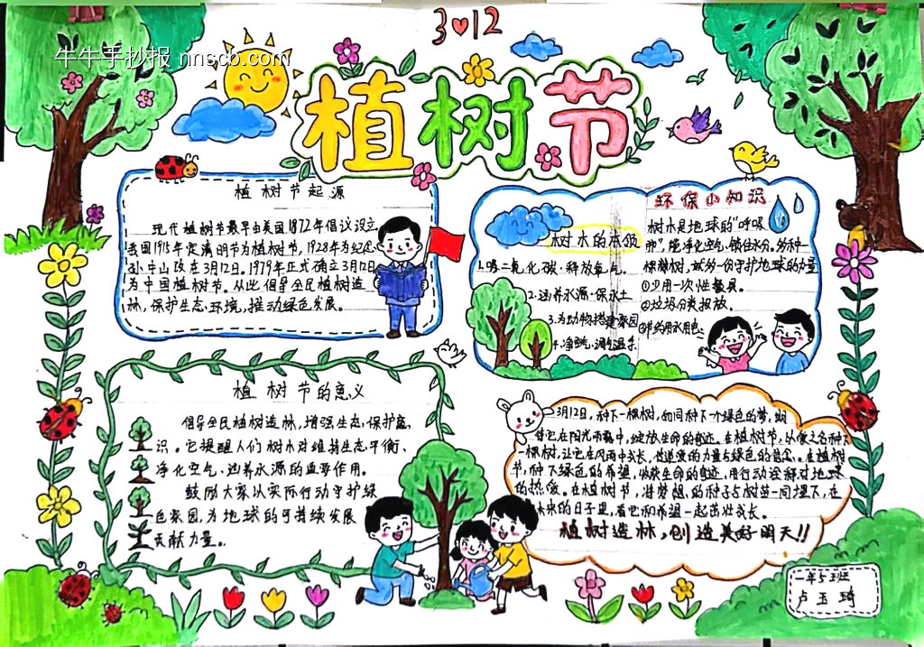小学生“植树节”主题手抄报-第1张
