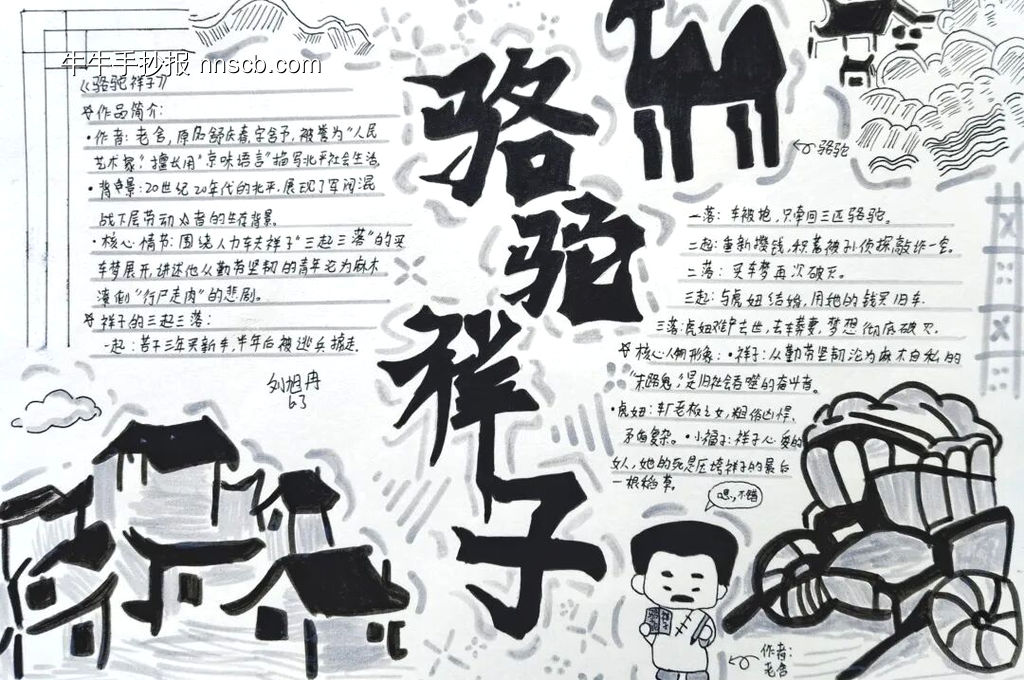《骆驼祥子》主题手抄报简单又好画3张-第1张