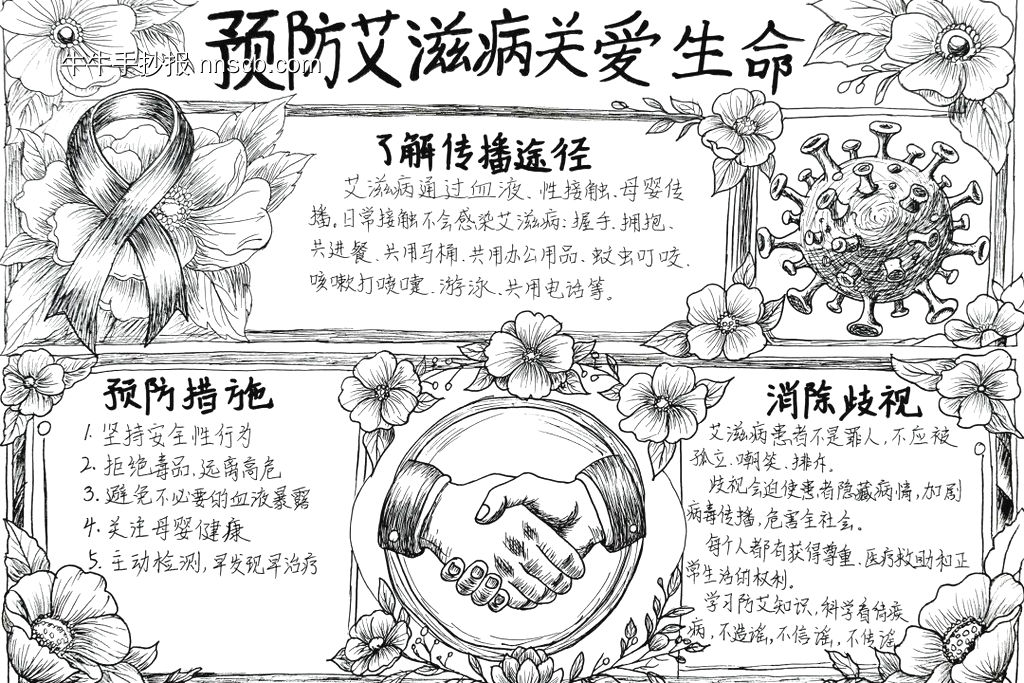 预防艾滋病，关爱生命主题手抄报-第2张