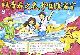 以青春之名，护国家安全主题手抄报