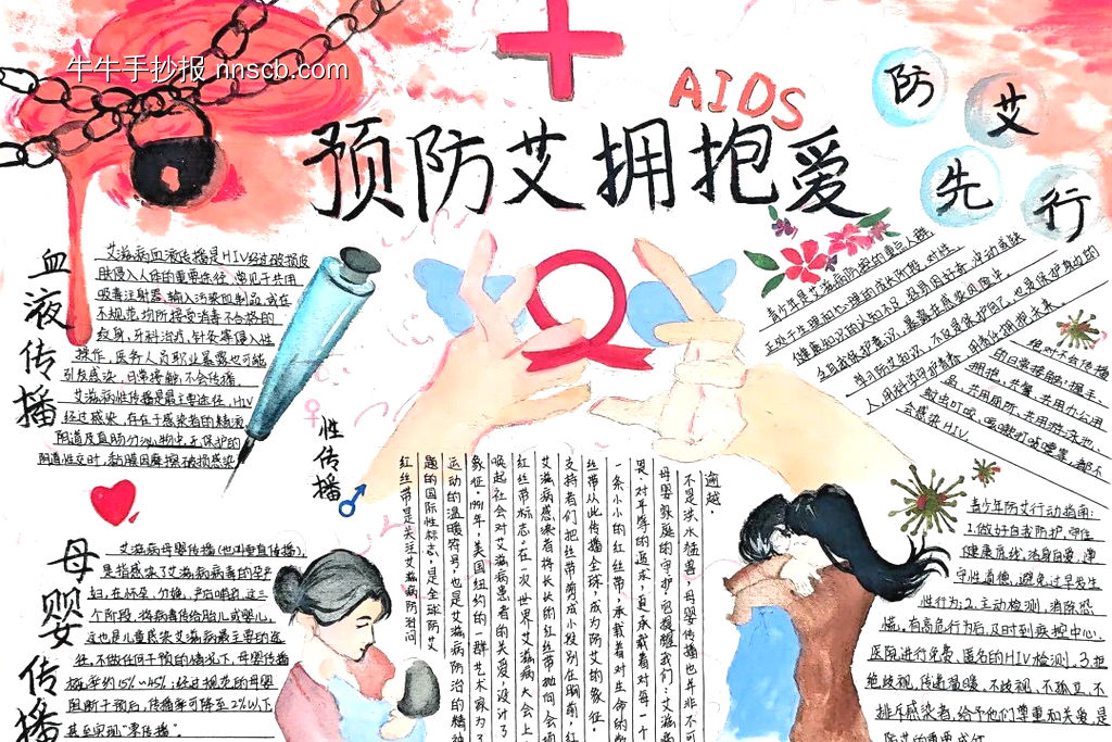 向阳而生，携手防艾主题手抄报-第3张