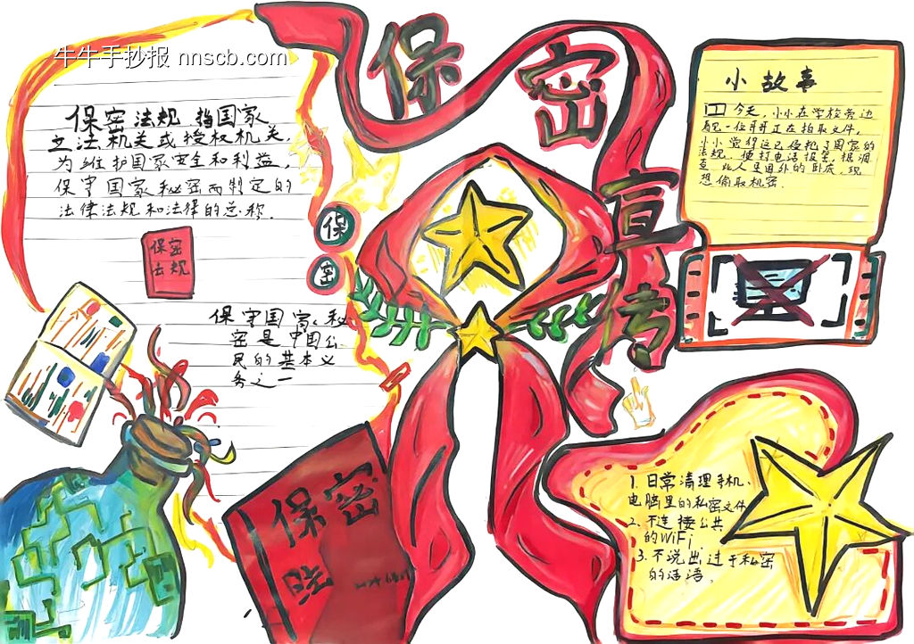 保密宣传日主题手抄报-第3张