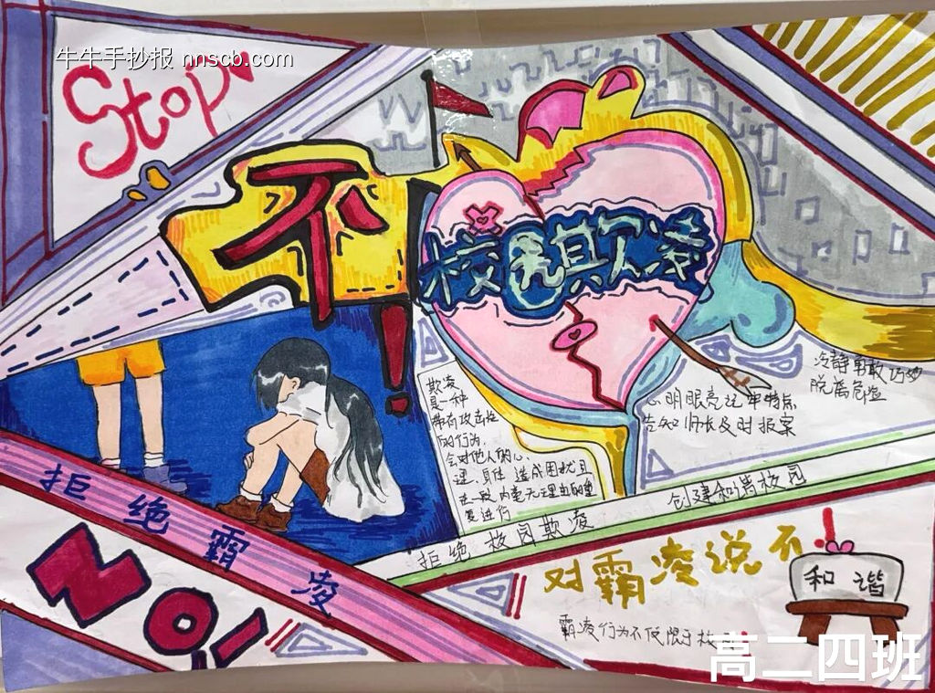 “对校园霸凌说不”主题手抄报-第2张