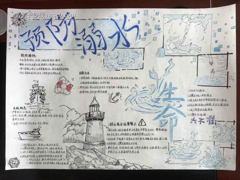 预防溺水，珍爱生命主题手抄报漂亮4张-第1张