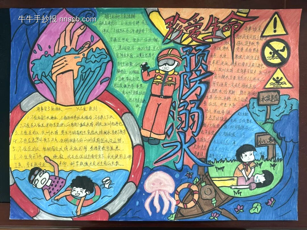 珍爱生命，预防溺水主题手抄报漂亮1张-第1张
