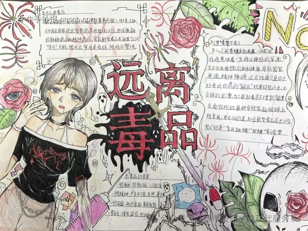 珍爱生命，远离毒品主题手抄报简单又好画4张-第2张