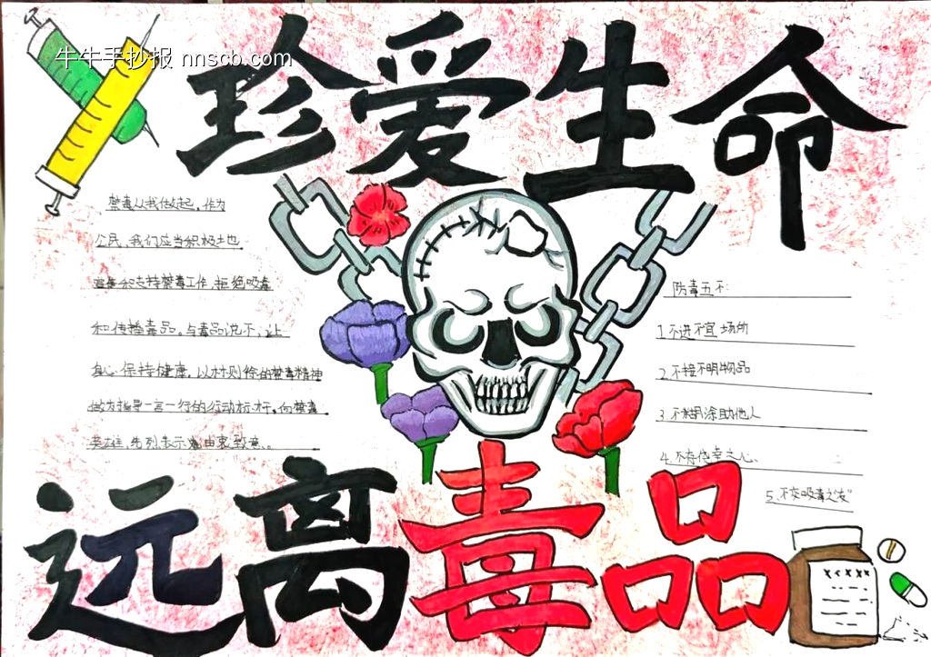坚持禁毒主题手抄报-第2张