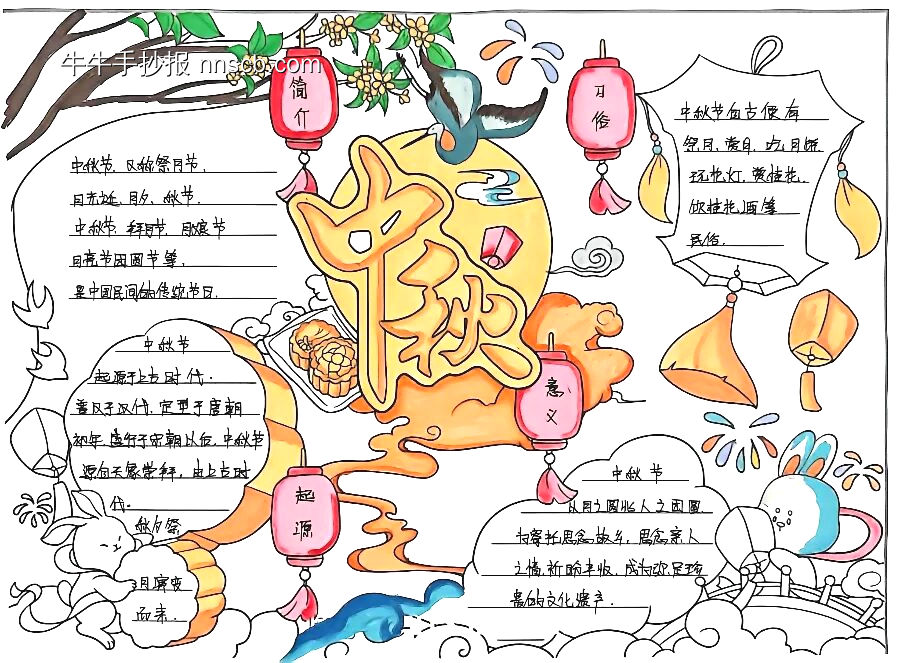 中秋节习俗主题手抄报简单又好看8张-第1张