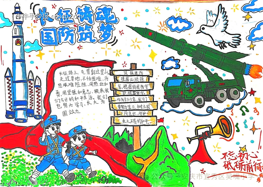 长征铸魂,国防筑梦主题手抄报-第2张