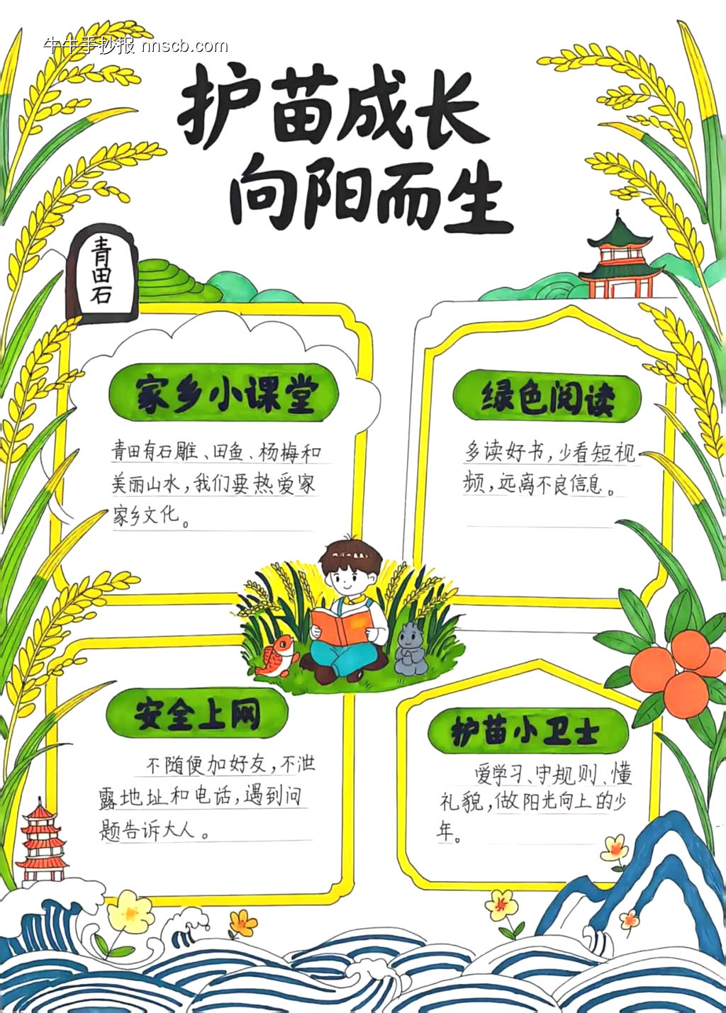 护苗成长，向阳而生主题手抄报-第2张