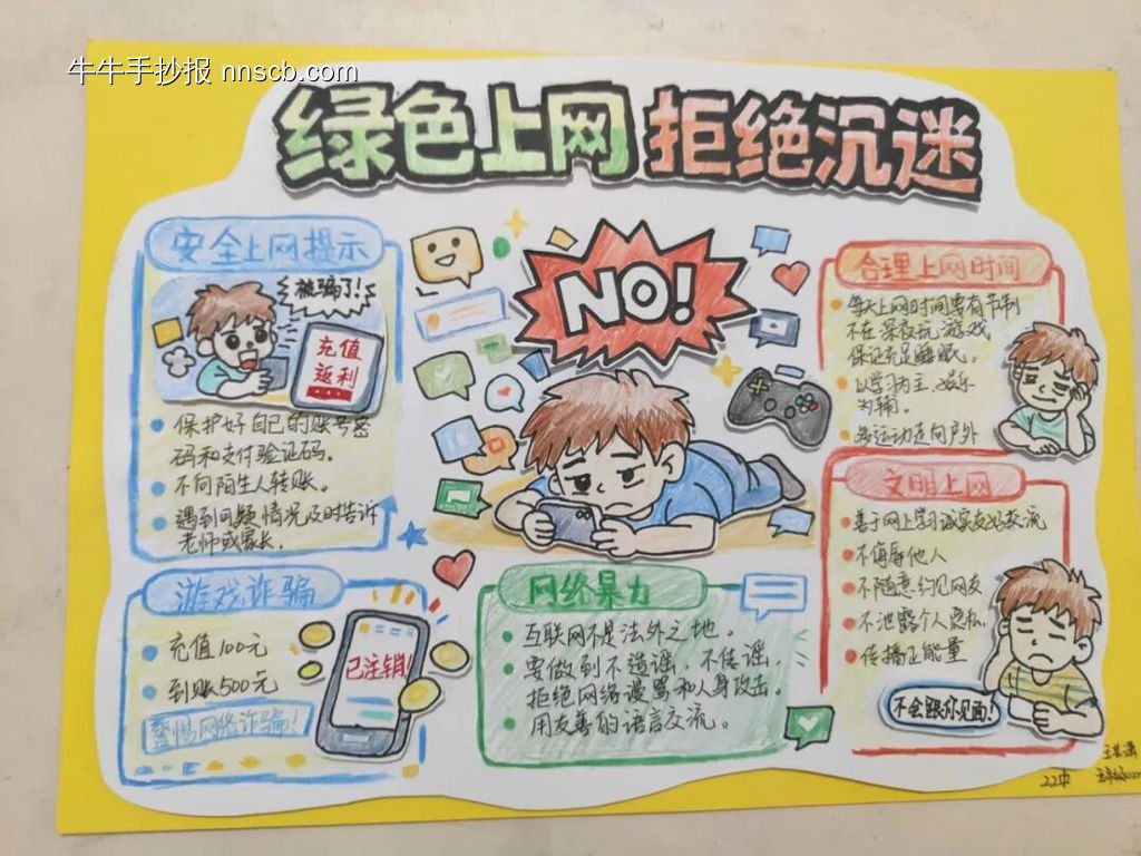 绿色上网,拒绝沉迷主题手抄报-第4张
