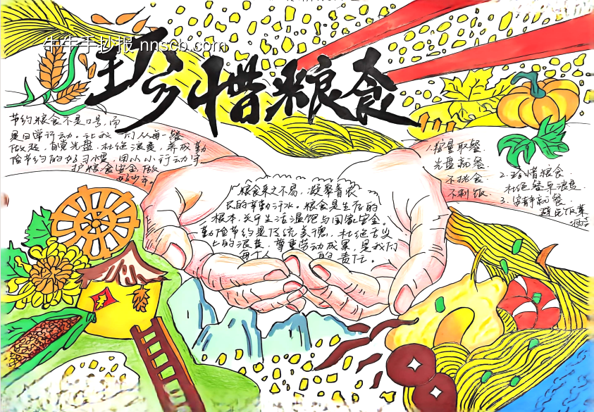 精选1张“珍惜粮食”主题手抄报-第1张