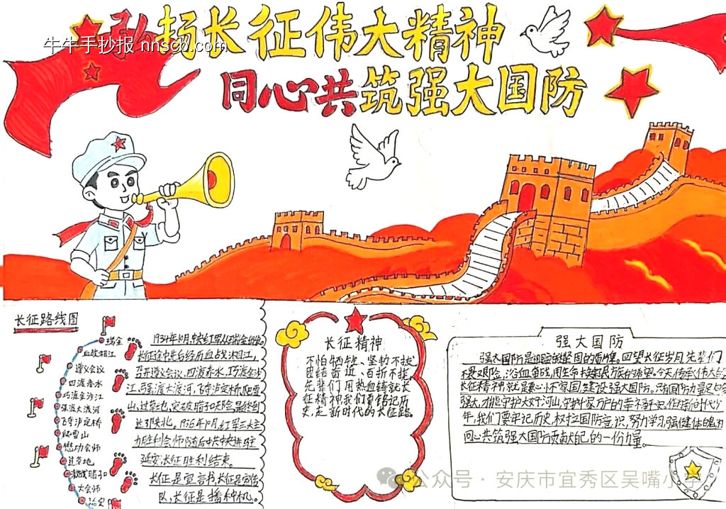 长征铸魂,国防筑梦主题手抄报-第3张
