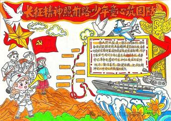 长征铸魂，国防筑梦主题手抄报