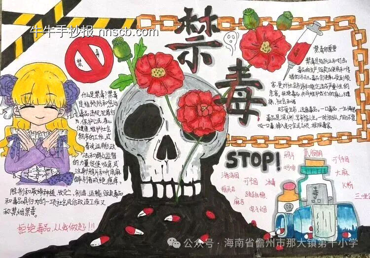 拒绝毒品，从我做起主题手抄报-第1张