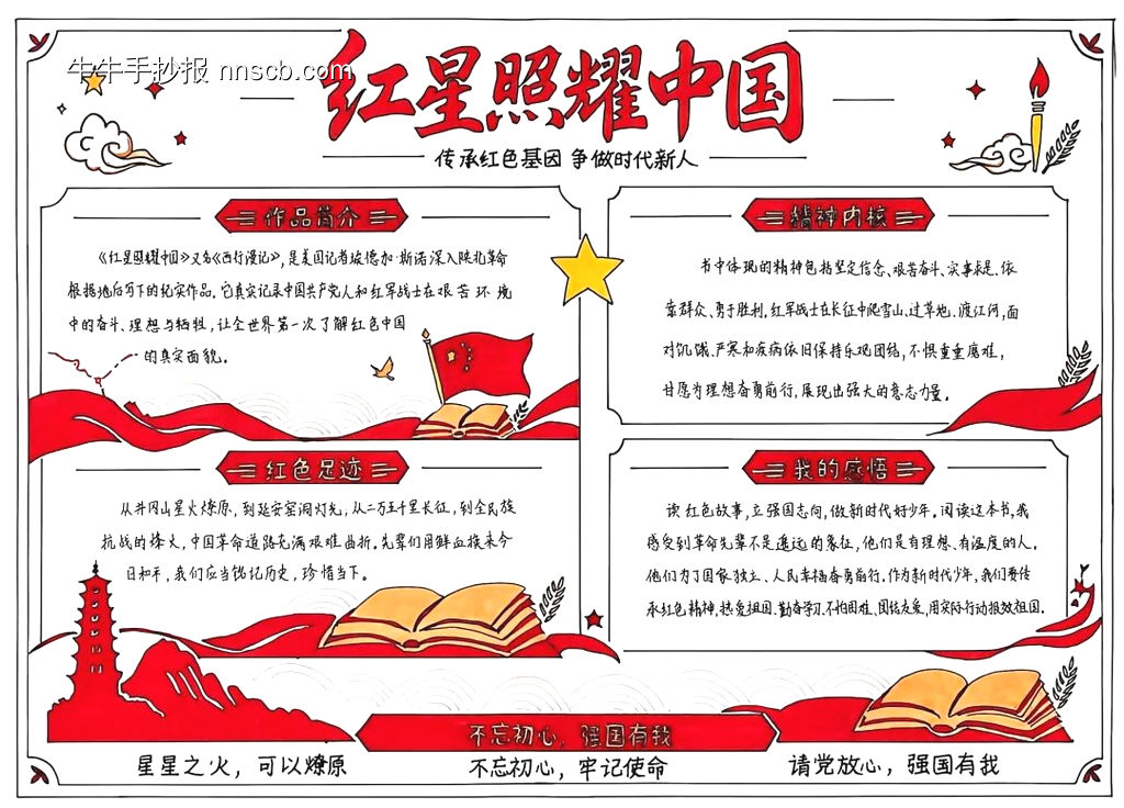 红星照耀中国,传承文化精神主题手抄报-第6张
