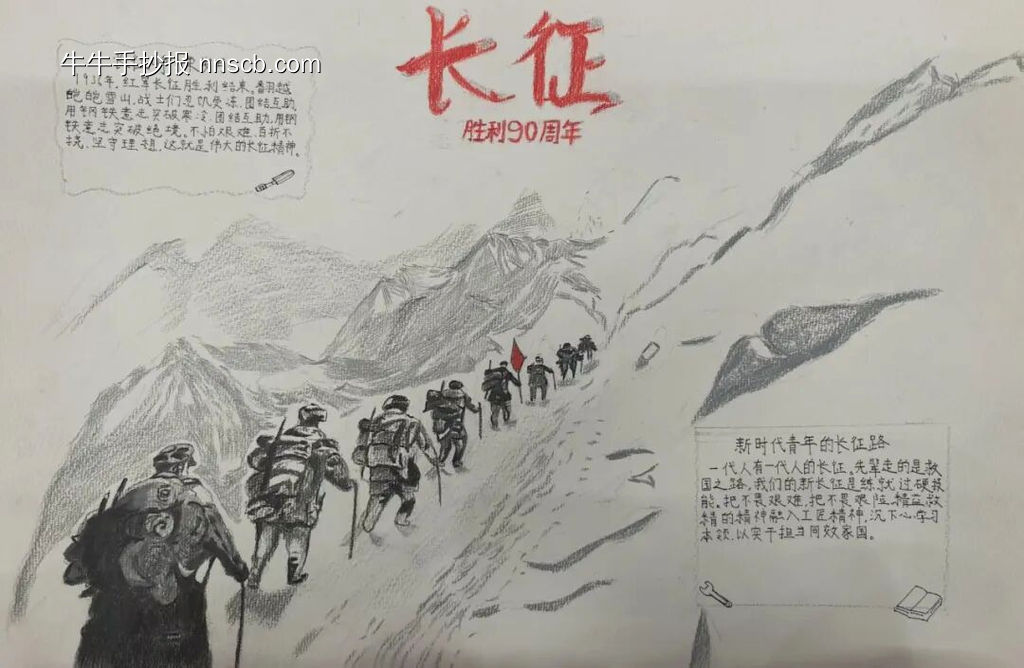 长征精神，铭记于心主题手抄报-第4张