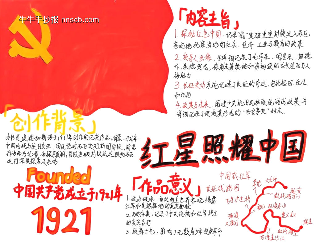 红星照耀中国主题手抄报简单又好看4张-第4张