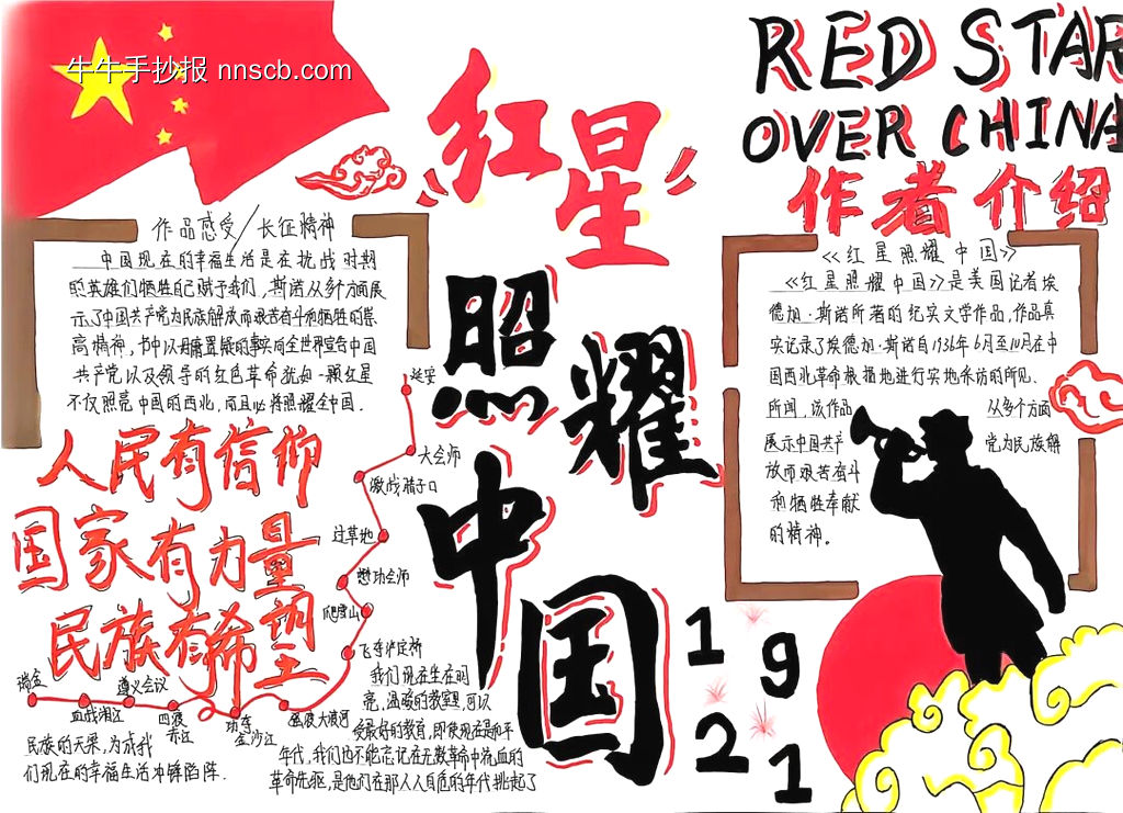 红星照耀中国,传承文化精神主题手抄报-第1张