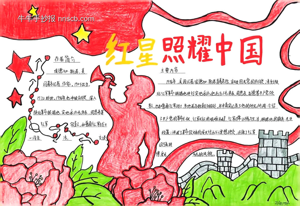 红星照耀中国主题手抄报简单又好看4张-第3张