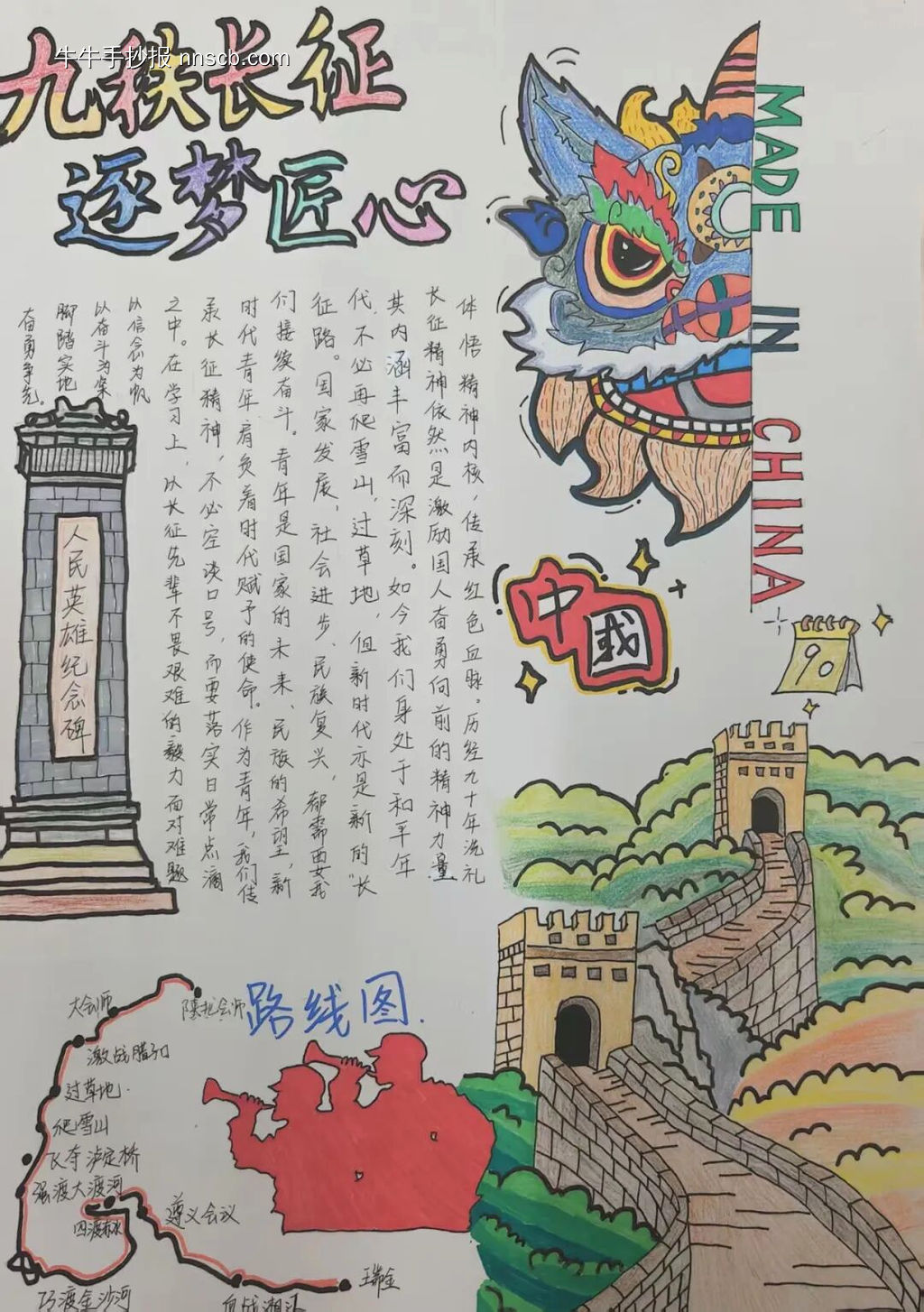 长征精神，铭记于心主题手抄报-第3张
