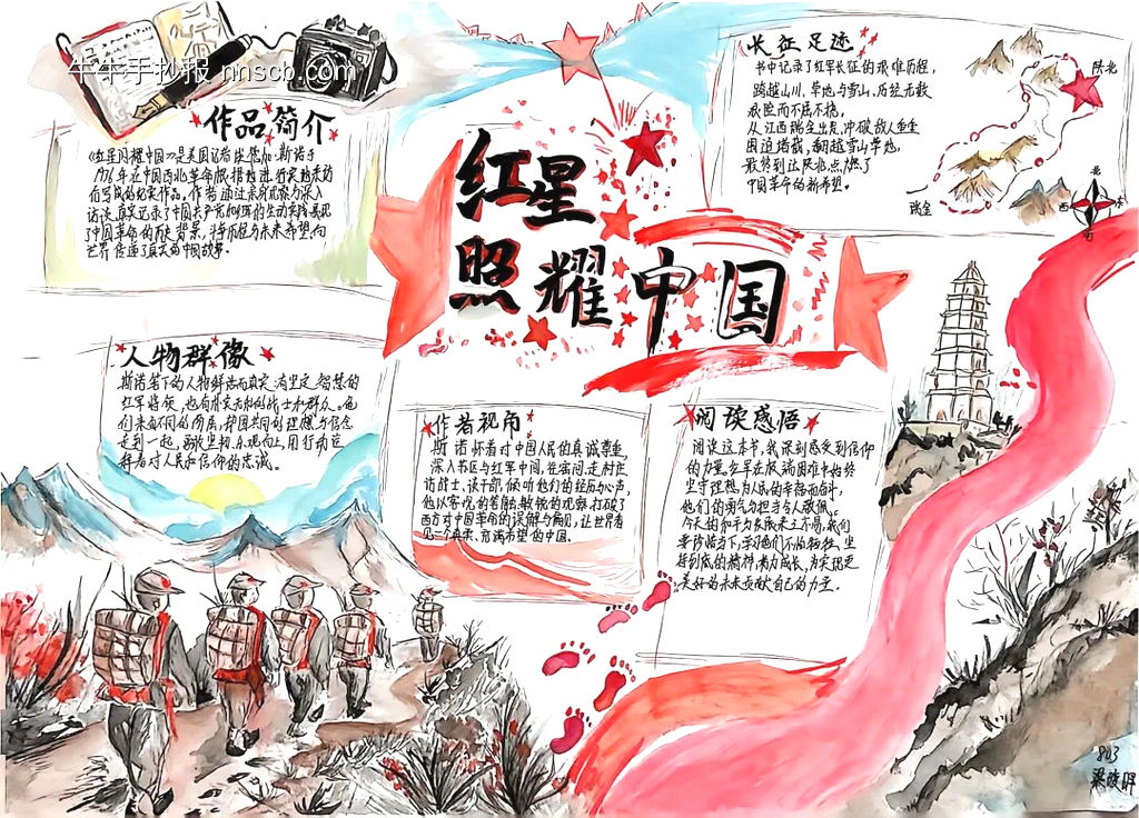 红星照耀中国,传承文化精神主题手抄报-第2张