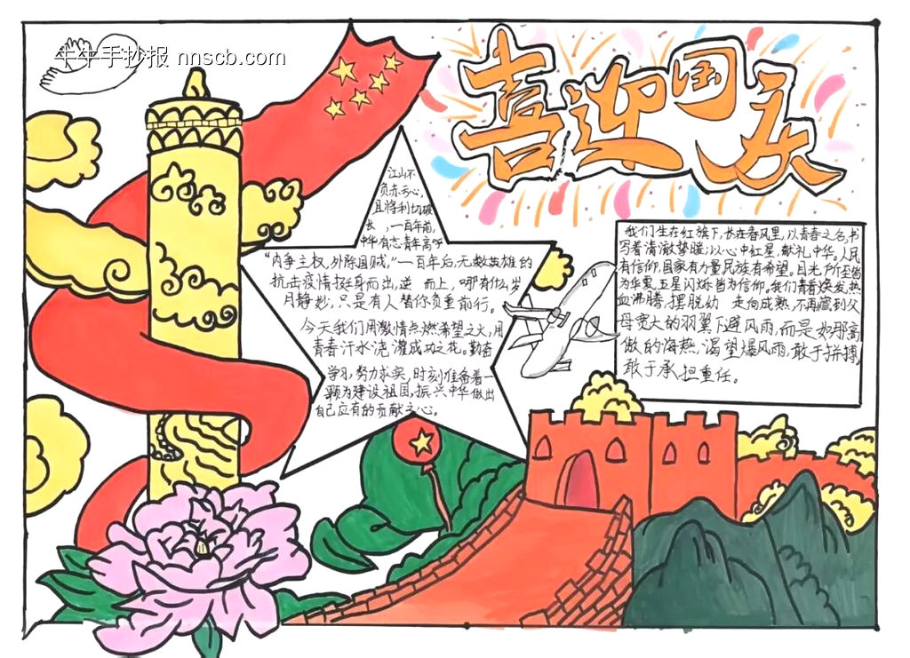 喜迎国庆，厚植爱国情主题手抄报-第2张