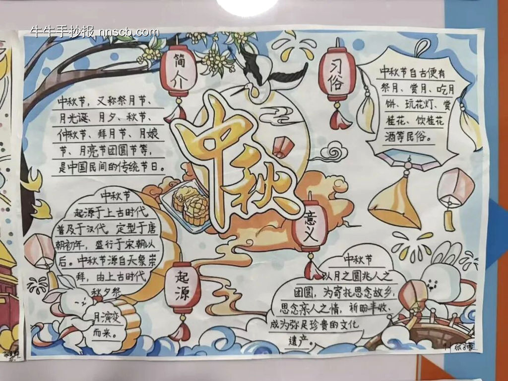 中秋快乐，主题手抄报简单又漂亮1张-第1张