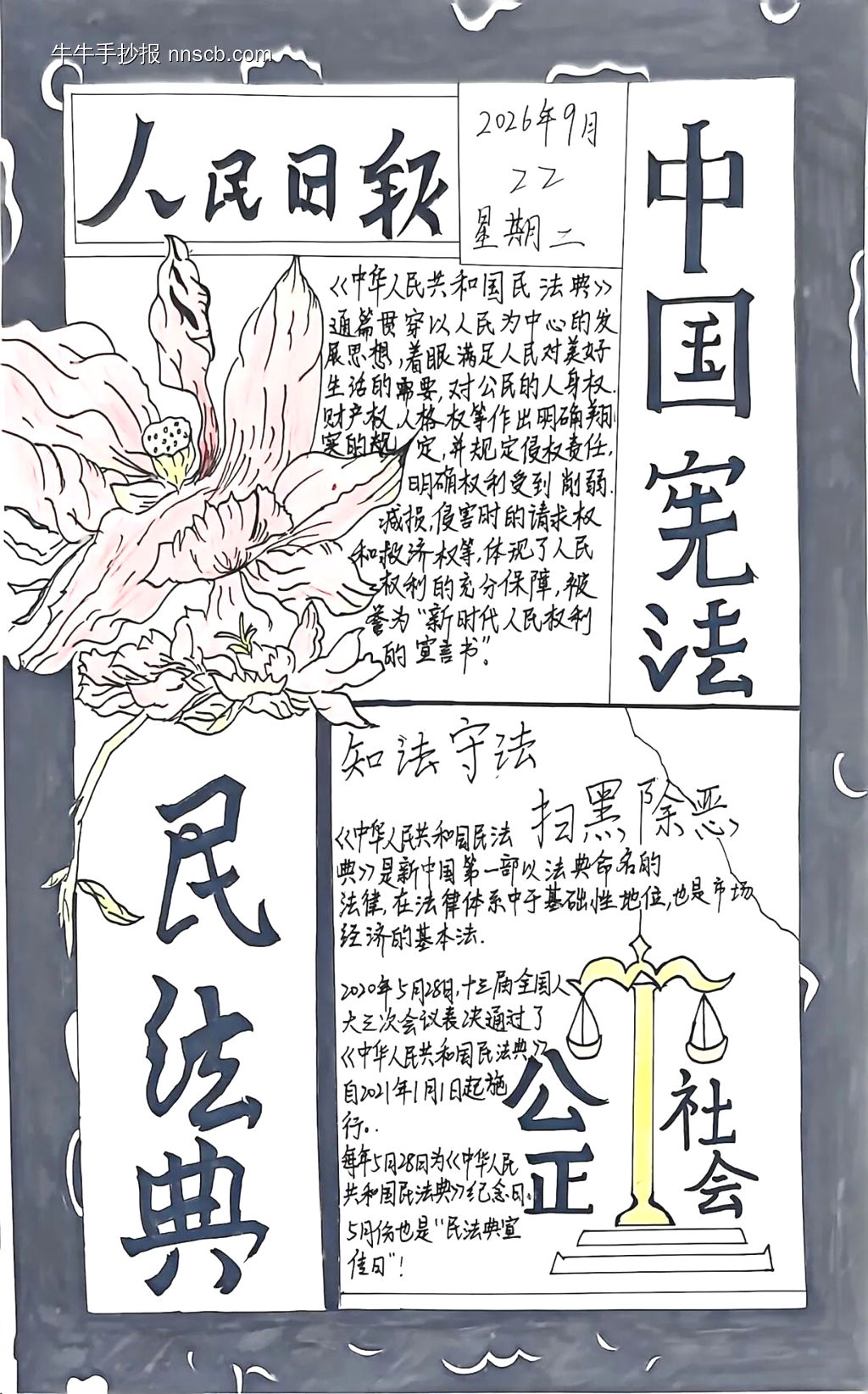 中国宪法——法律知识手抄报-第1张